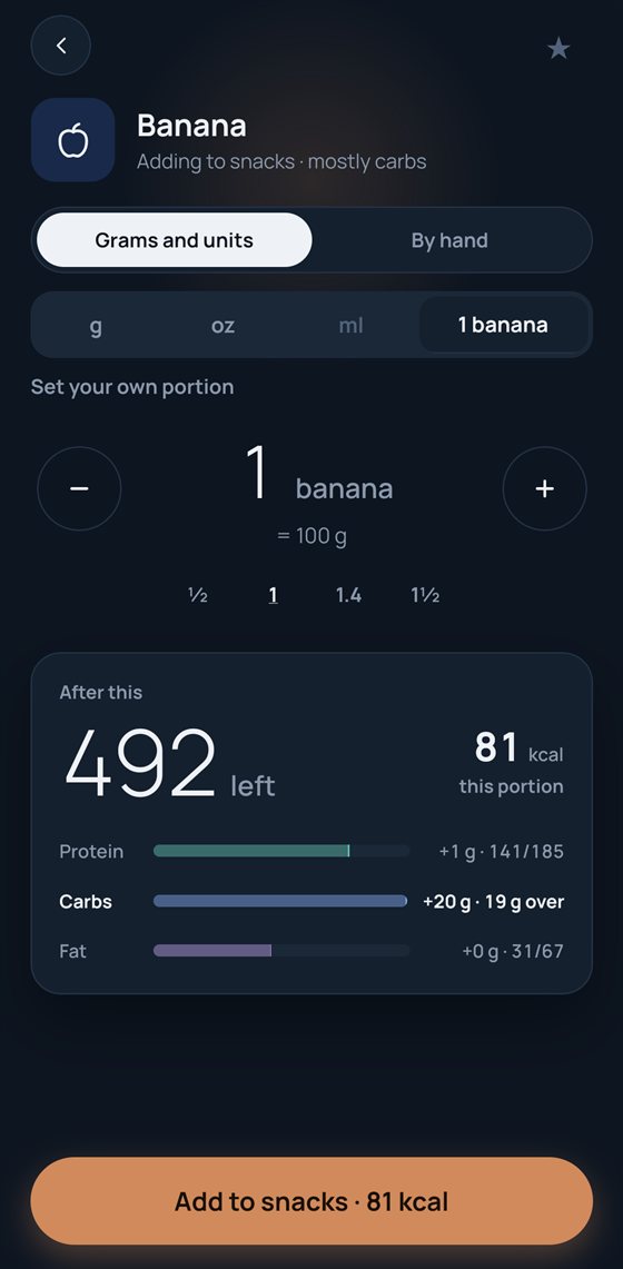 Add food, portion picker